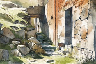 draw original watercolor landscape or architecture art