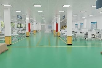 visualize factory interior, industrial space design, production facility render