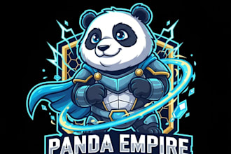 do high quality panda mascot logo with t shirt design