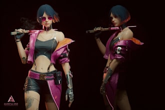 illustrate you as a cyberpunk style character for you