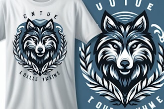 design a vintage wolf logo with stunning t shirt artwork