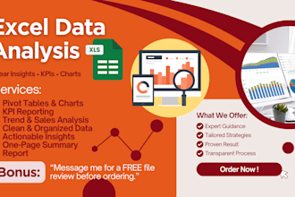 excel data analysis, KPI dashboard ,trend insights