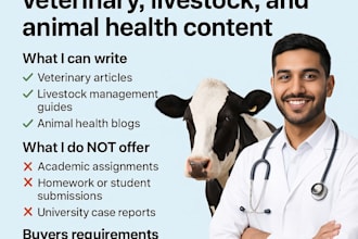 write professional veterinary, livestock, and animal health content