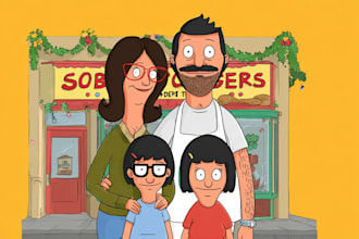 turn your photo into a bobs burgers style cartoon portrait