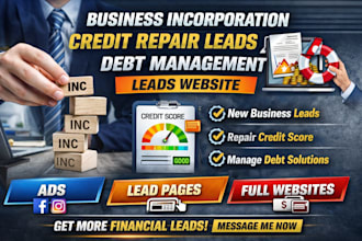 generate business incorporation leads credit repair and debt management website