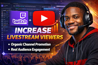 increase your twitch and youtube live stream viewers through organic promotion