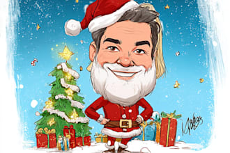 draw a christmas cartoon caricature