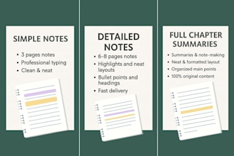 create clean and organized study notes and summaries for you