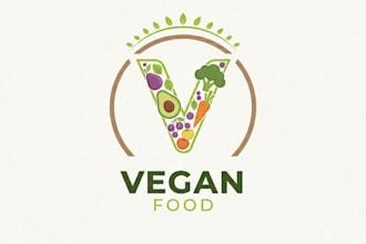 design a custom vegan food logo for your restaurant or brand