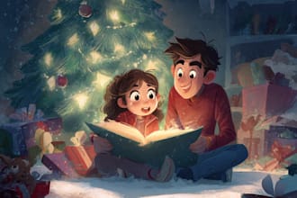 illustrate children book illustration, christian story book and christmas book