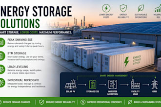 design peak shaving ess, btm storage, load leveling, industrial microgrid