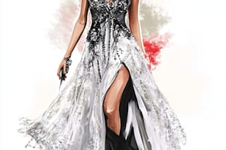 draw a fashion or editorial illustration, sketch, commercial