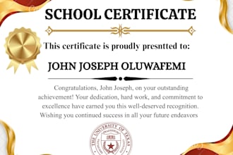 create a professional certificate design, diploma and award template