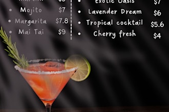 design menu for bars with elegant style