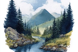 draw watercolor drawings of landscape designs