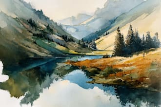 design watercolor landscape illustration