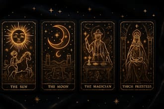 custom tarot card design for custom deck with unique symbolism and intuitive art