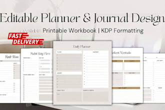 design printable journal, canva editable planner, kdp upload, logbooks checklist