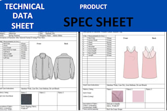 create professional spec sheets, tech packs, and product sell sheets