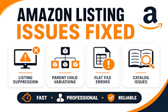 fix amazon listing issues, suppression and variations