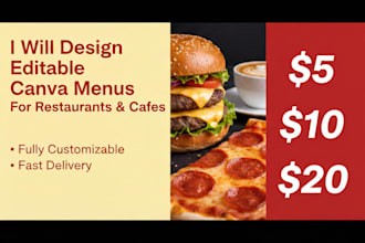 design editable canva menus for restaurants