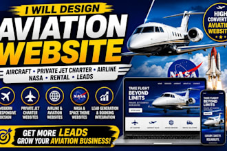 design aviation website aircraft private jet charter airline nasa rental leads