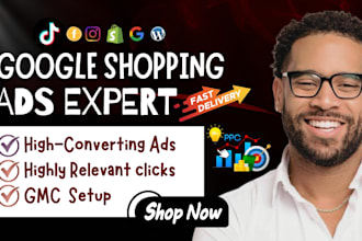 set up and manage google shopping ads for shopify,  ecommerce store