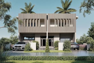 remodel 3d residential building, exterior property reconstruction, 3d rendering