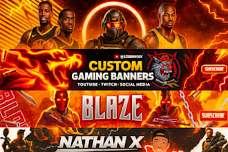 design custom gaming banners, youtube banners, and twitch headers