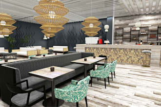 refurbish 3d restaurant interior,lounge layout,bar design,cgi render,pizza shop