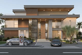 renovate luxury residential property,contemporary villa design,cgi facade design