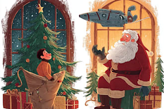 draw unique christmas illustration