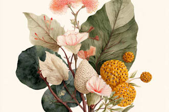 draw realistic botanical watercolor illustration