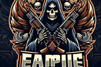 design custom grim reaper gaming mascot logo
