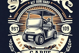 do vintage t shirt golf cart logo design