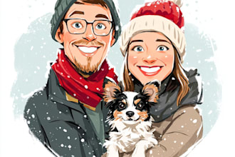 make a christmas caricature, a winter holiday caricature