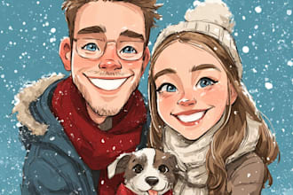 draw unique christmas cartoon caricature
