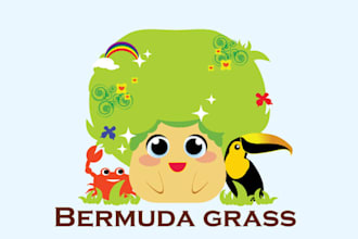 design mascot colorful logo for tropical grass business