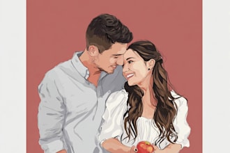 draw couple portrait illustration from photo