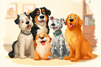 draw your dog or any pets into cartoon