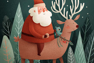 make a christmas illustration and christmas card
