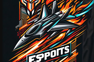 create esport t shirt fighter jet logo