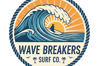 design a unique surfing logo for your brand, team, or surf shop
