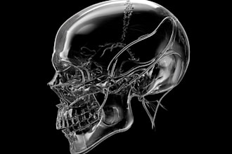 make conceptual dark art skull metal illustration