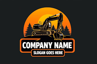 design high quality yellow excavator logo