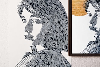 draw a portrait drawing in linocut illustration