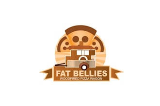 design monogram fat bellies pizza wagon logo