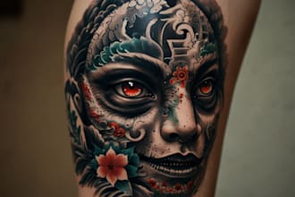 create a high quality tattoo artwork in japanese style