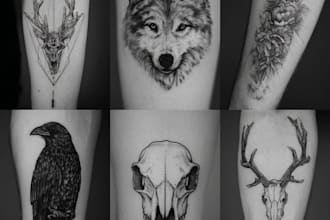 professional tattoo design black and white or color