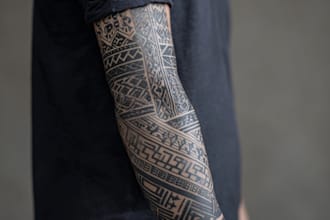 create sleeve tattoo design in geometric style